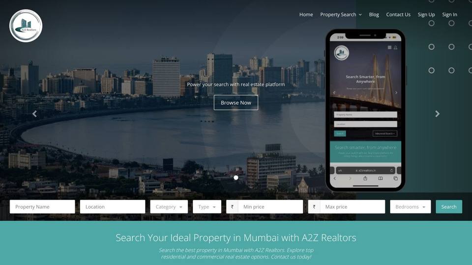 A2Z Realtors — Property-search website for Mumbai (Website), real estate digital marketing agency in mumbai proof by Spidery Web